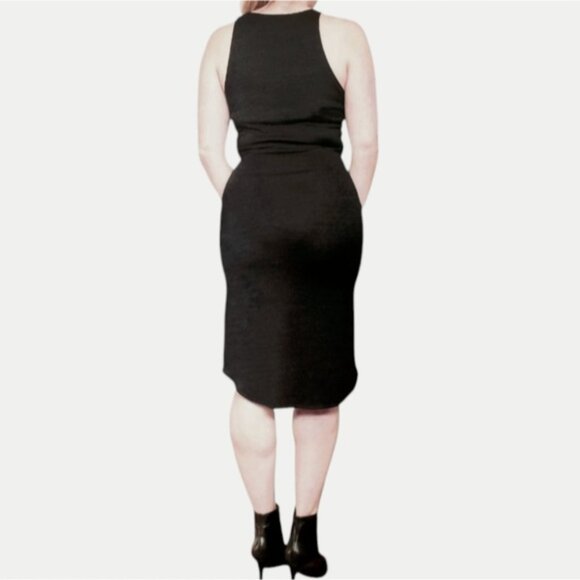ARITZIA WILFRED FREE "Chrissy" Black Heathered Jersey Knit Halter Dress - Picture 7 of 13